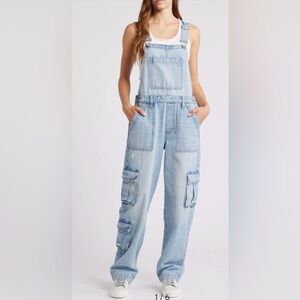 Hidden Los Angeles Blue Denim Cargo pocket utility Overalls Women M